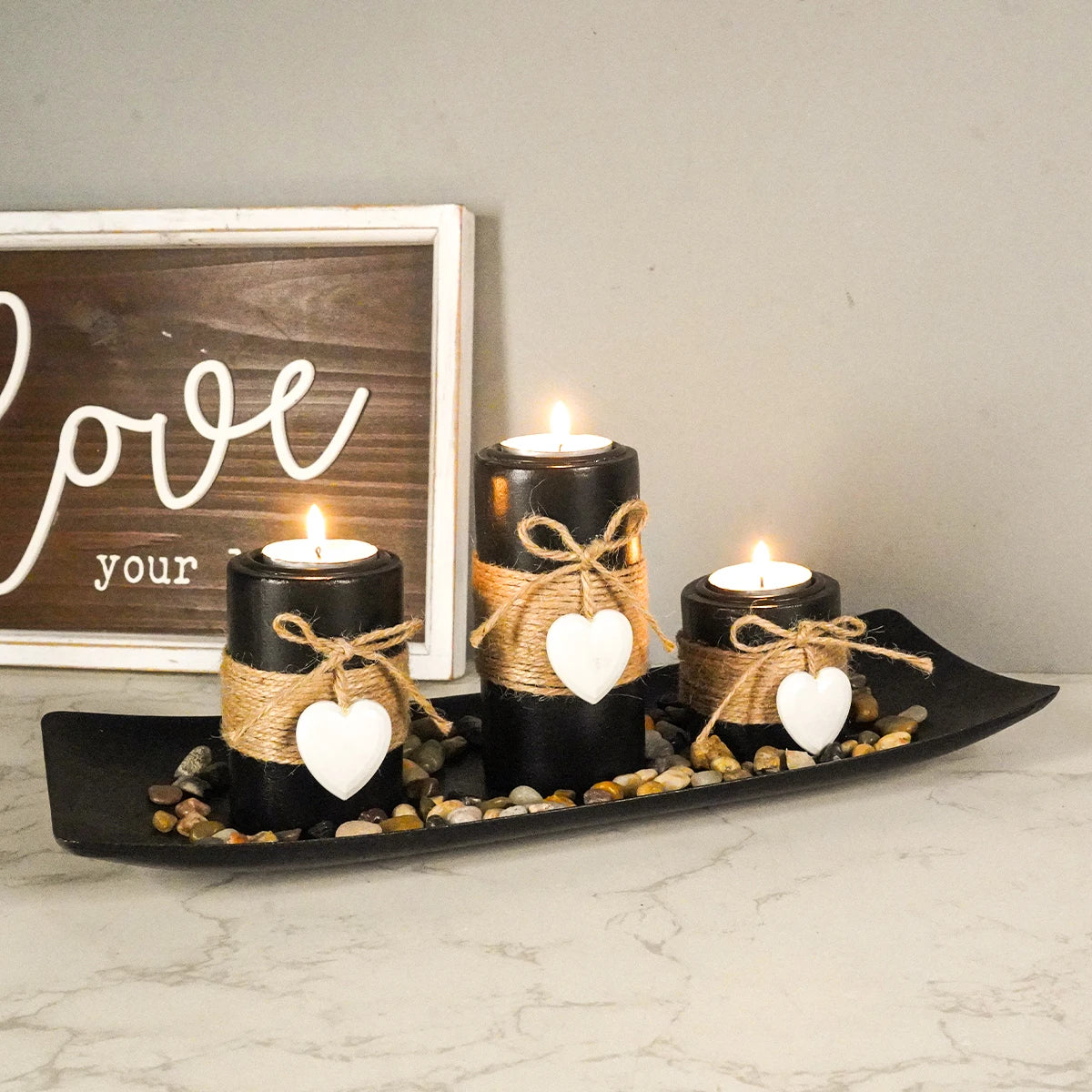 1PC Wooden Tray Candle Holder Set Candle holder for dining table candle holder decoration, wedding tea wax stand for office home