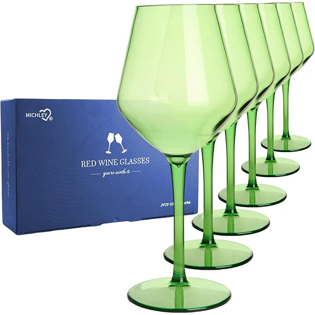 MICHLEY 2/4/6PCS Unbreakable Colorful Tritan Plastic Wine Glass Set Reusable Luxury For Party Outdoor Dishwasher Glassware