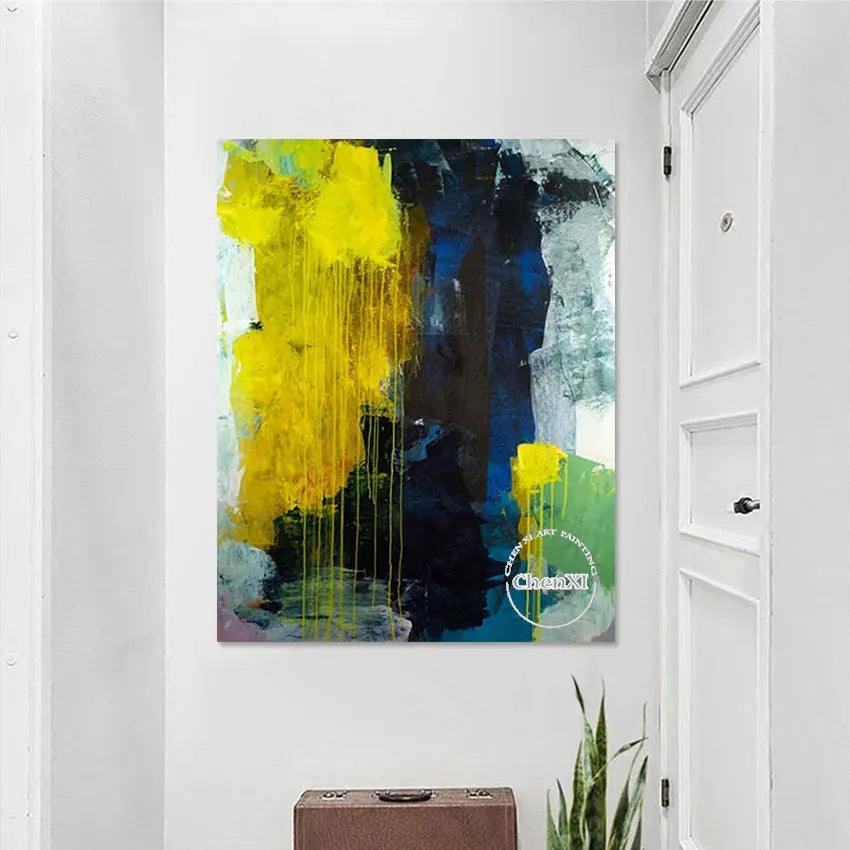 Large Size Office Wall Showpieces Luxury Decors Art Mural On Canvas Hand-painted Colors Painting Artwotk Panel Set For Hotel