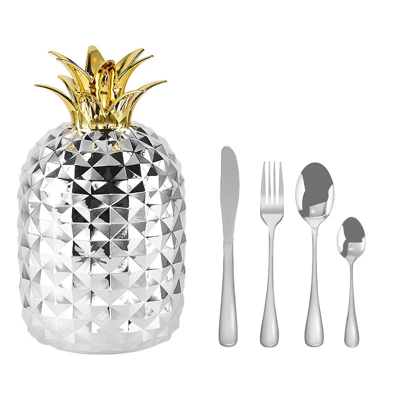 Pineapple egg stainless steel tableware 24-piece set Western food knives, forks, spoons, gifts Cross-border home furnishing set