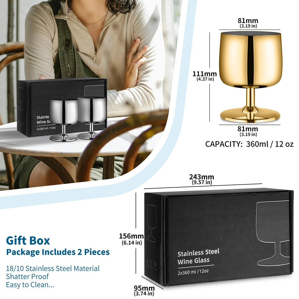 Stainless Steel Wine Glass Stainless Steel Stemmed Goblets Drinkware For Outdoor Party Wedding