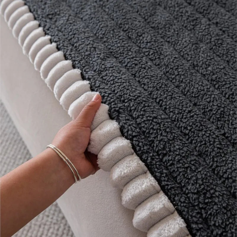 Solid Color Sofa Cushion Cover Non-Slip 2025 Autumn Wide Striped Sofa Protector Soft Anti-Skid Living Room Sofa Mats