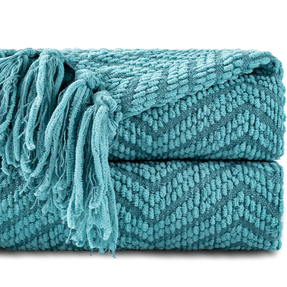 Battilo Knitted Throw Blanket for Couch Soft Thick Decorative Sofa Blanket Plaid Bed Throw Bedspread on the Bed Home Room Decor