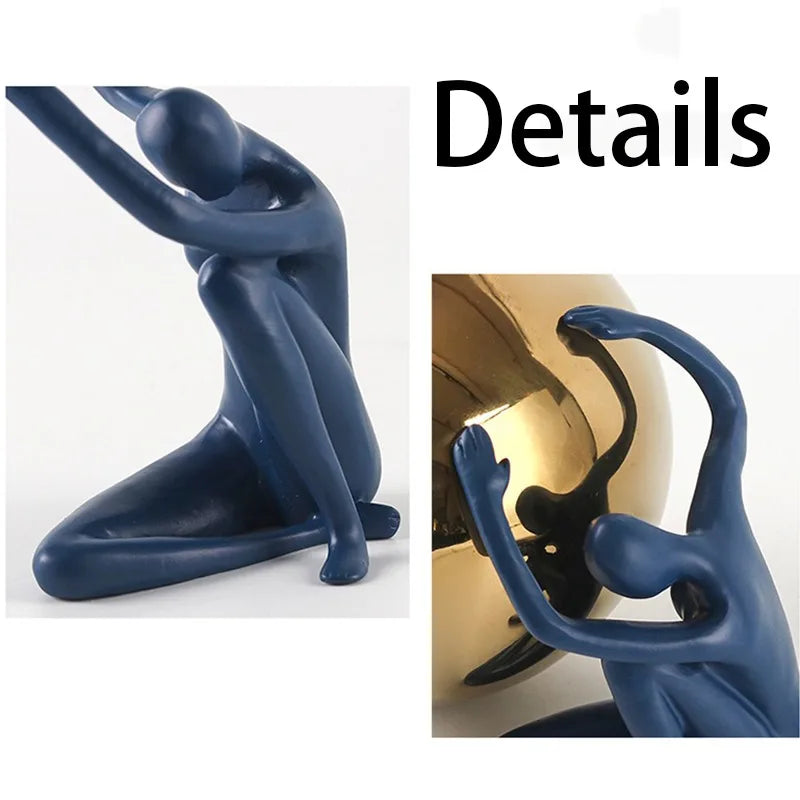 Holding Ball Sculptures Nordic Figurines Creative Modern Figure Sculpture Luxury Aesthetic Figurine Living Room Decorations