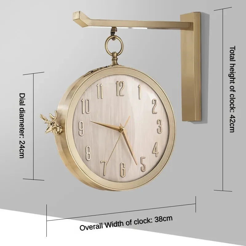 Double-sided Wall Clock Living Room Large Clocks Wall Art Watches Modern Metal Watch Silent Luxury Room Design Home Decoration