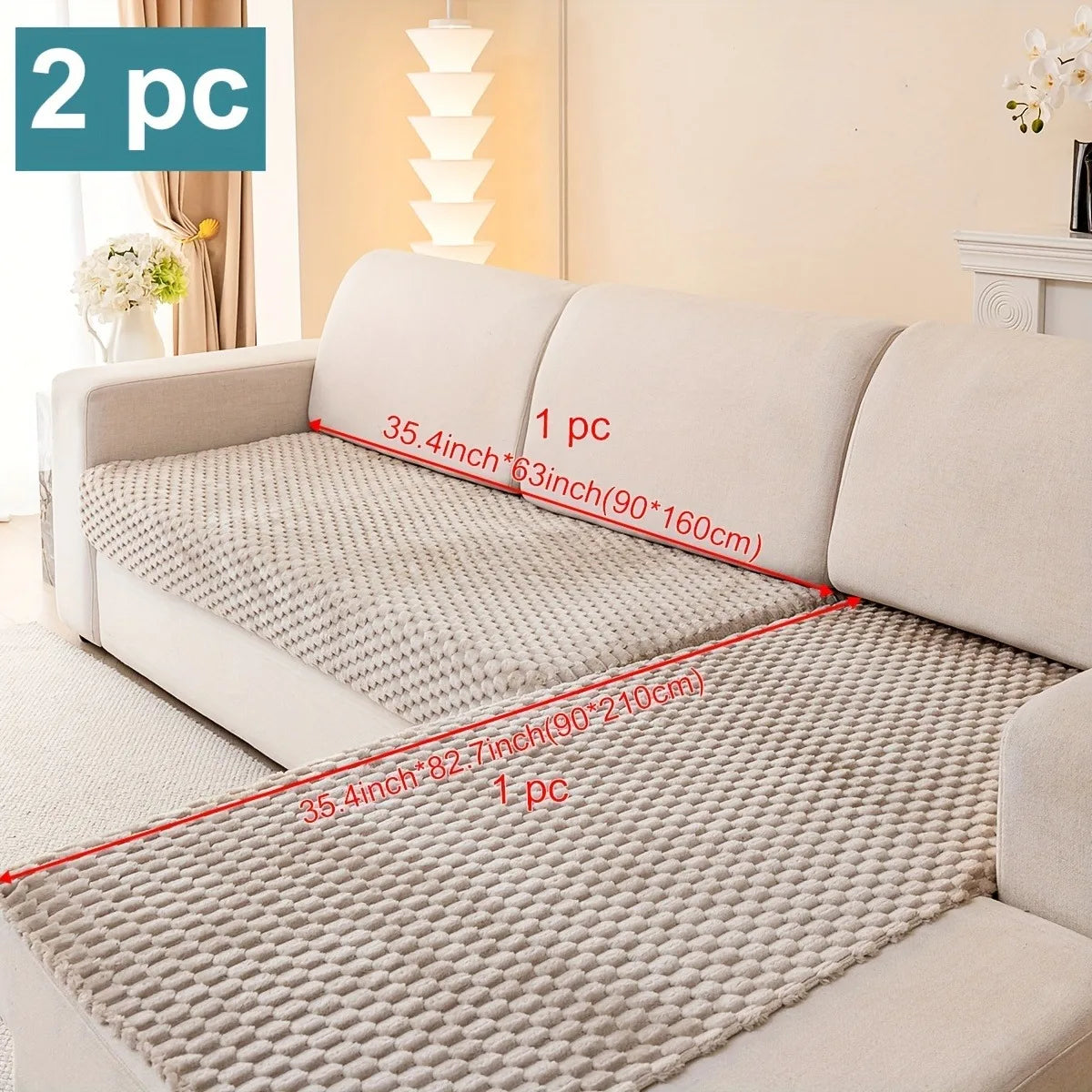 2pcs/Set Honeycomb Jacquard Plush Sofa Covers for Living Room Corner Sofa Couch Seat Cover Sofa Towel