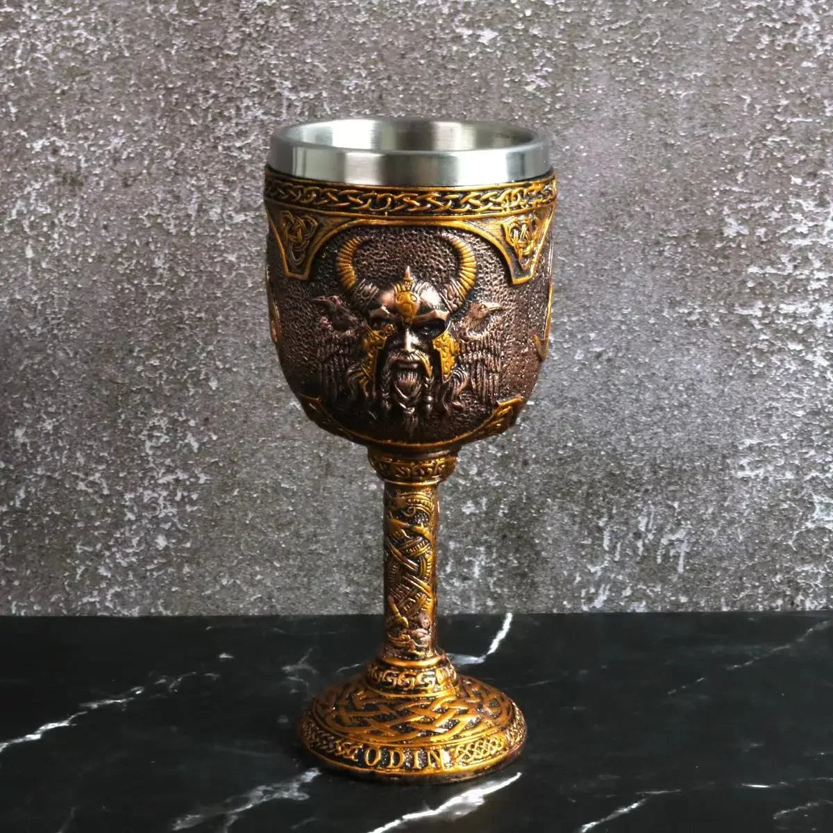 Odin Wine Glass Goddess Resin Stainless Steel Goblet Nordic Mythology Cocktail Glasses Viking Whiskey Cup Thor Pub Bar Drinkware