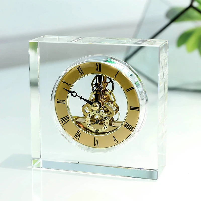 Nordic Crystal Silent Table Clock Aesthetic Tabletop Clocks Luxury Gaming Room Decoration Furniture Accessories Products 2024