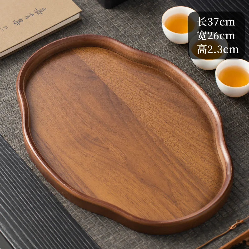 Wooden Decorative Serving Tray for Coffee Table and Home Decor Fruit Platter Decor Trays Serving Ware Food Dish Serving Platters