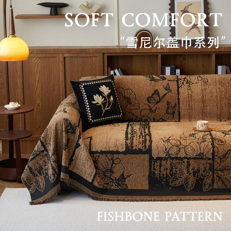 Vintage Four Seasons Sofa Cover Double Sided Couch Cover Blanket Simple Cushion Sofa Towel Fashion Beach Picnic Mat