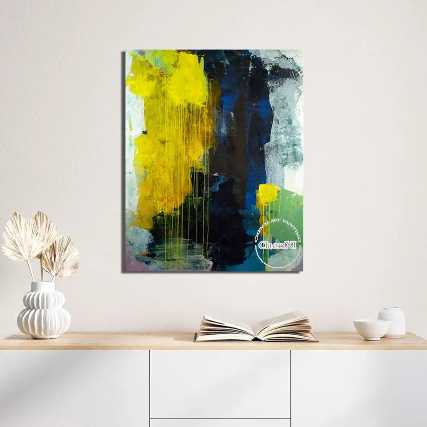 Large Size Office Wall Showpieces Luxury Decors Art Mural On Canvas Hand-painted Colors Painting Artwotk Panel Set For Hotel