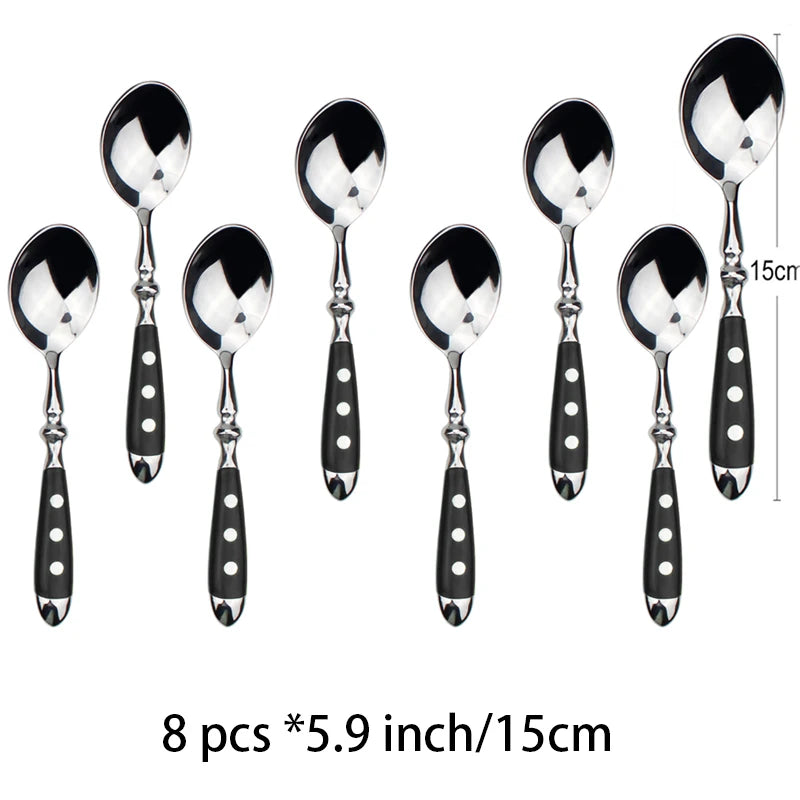 Classic Elegant Stainless Steel Cutlery Set Fork Spoon Knife Full  Dinning Fork Steak Knife Teaspoon Creative Dinnerware Set