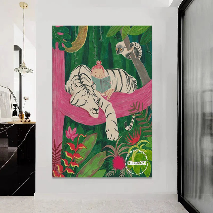 Beautiful Abstract Figure Art Paintings Modern Decoration Wall Frameless Cute Animal Landscape Picture Canvas Handmade Artwork