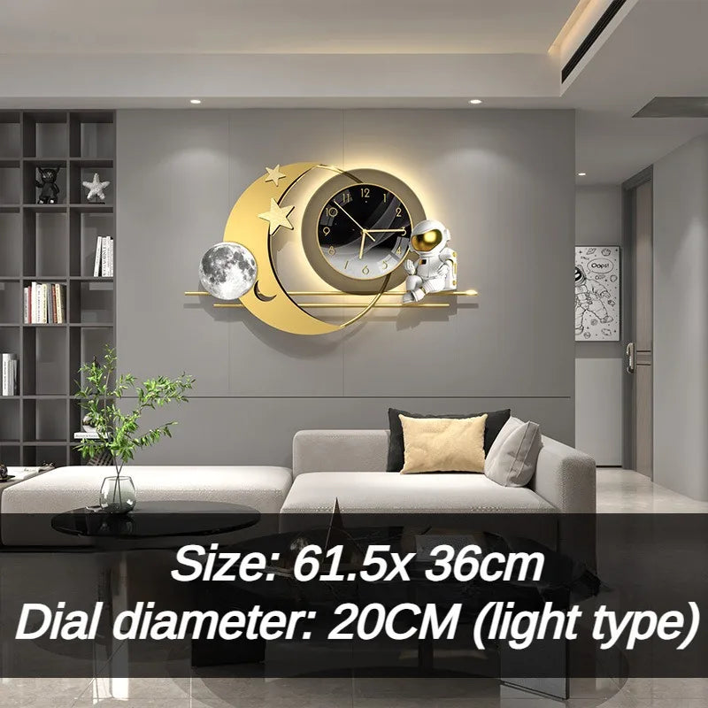 Aesthetic Lamp Wall Clocks Astronaut Luxury Art Modern Table Clocks Elegant Modern Large Clock Living Room Watch Decoration