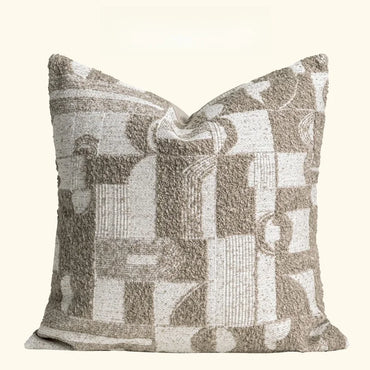 Modern Wabi-Sabi Large Pillow Living Room Sofa Lumbar Pillow Wheat Coffee Color Geometric Pillow Wool Blend Pillow Sample Room