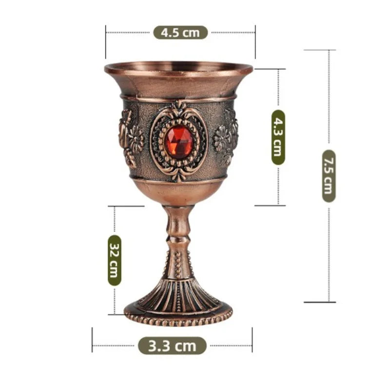 European Gemstone Rose Metal High Footed Wine Cup Wedding Toast Cup Household Wine Glass Holiday Gift