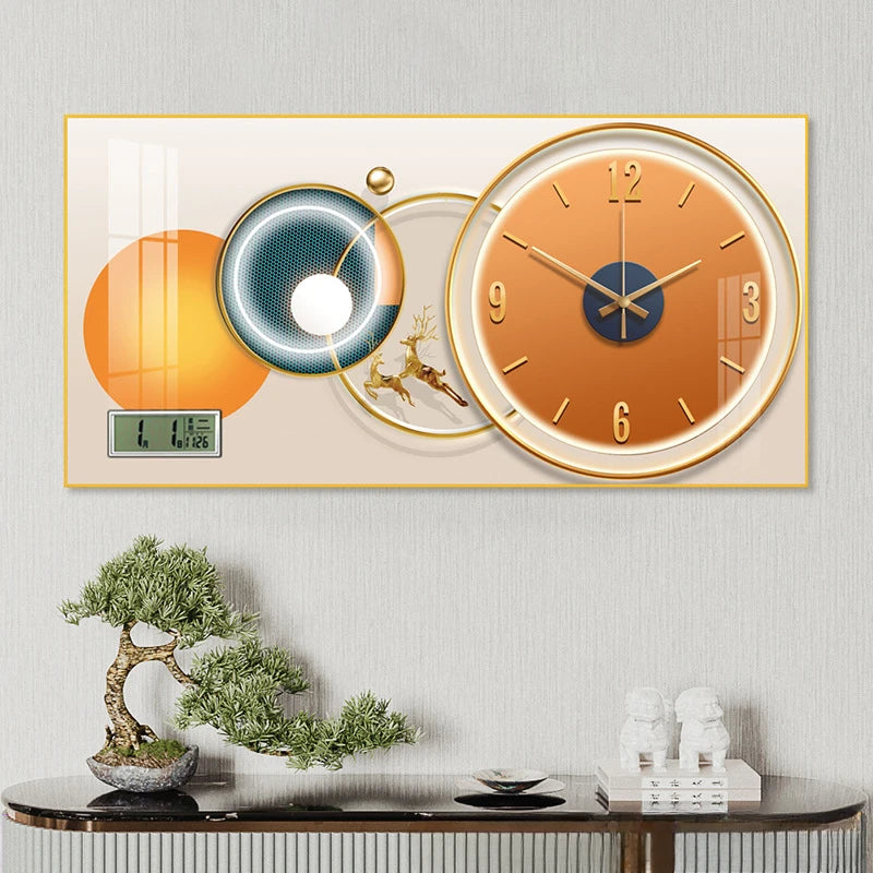 Simple modern fashion aluminum wall clock clock with temperature calendar clock