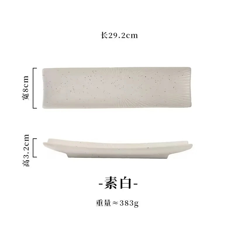 border sushi  Japanese ceramic tableware, Western cuisine ,creative autumn knife fish  boat shaped vegetable  rectangular plates