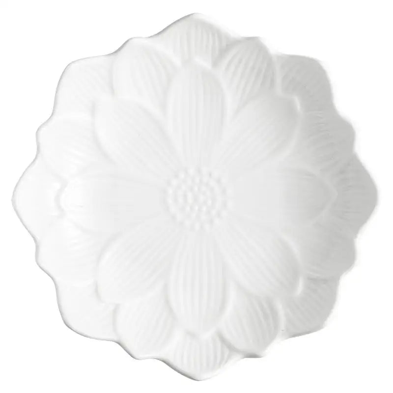 Chinese Lotus-like Ceramic Western Food Dish Household White Fruit Salad Bowl Dessert Plate Creative Restaurant Specialtableware