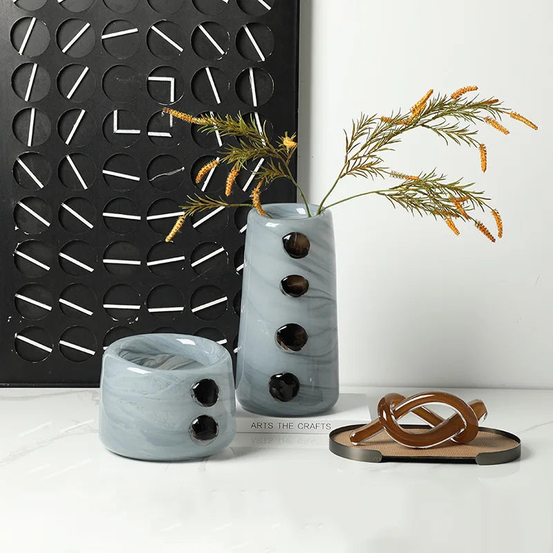 Glass Vase Creative Pebble Relief Flower Vase Flower Arrangement Accessories Terrarium Home Decoration Accessories