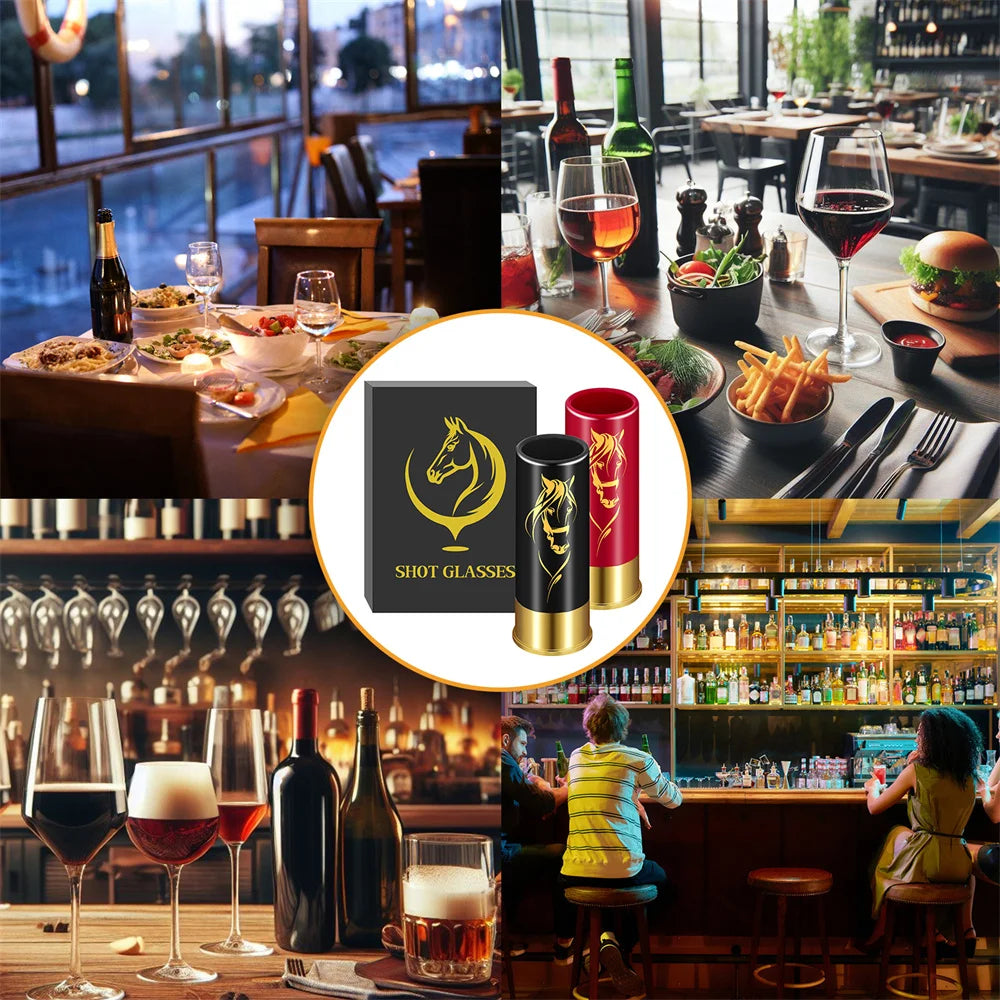 2pcs/Set Plastic Shot Glasses Horse Head Decoration 12GA Small Bullet Shot Cups Bar Party Wine Cup Gifts