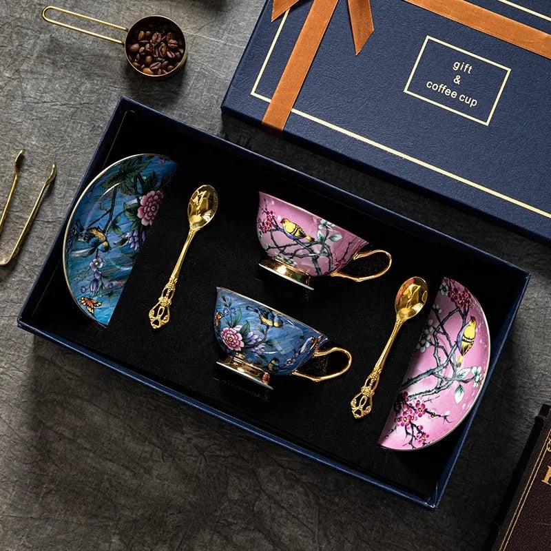 Bone China Coffee Cup Set, Rustic Style Afternoon Tea Cup, High Aesthetic Value, Light Luxury, Exquisite Gift