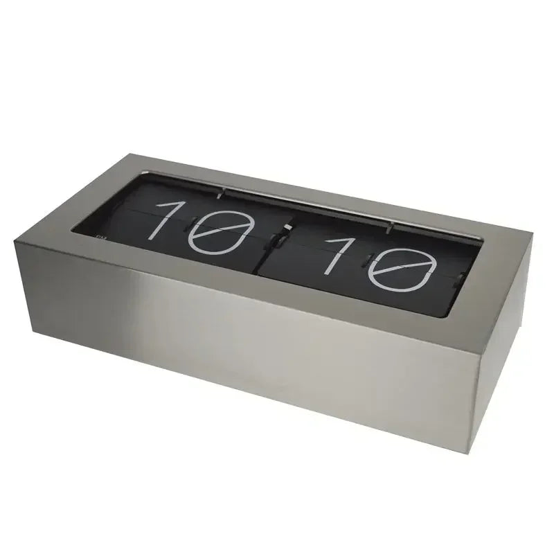 Retro Metal Table Clock Digital Clocks Flip Watch Interior Silent Bedside Bedroom Desk Accessories Silver Home and Decoration