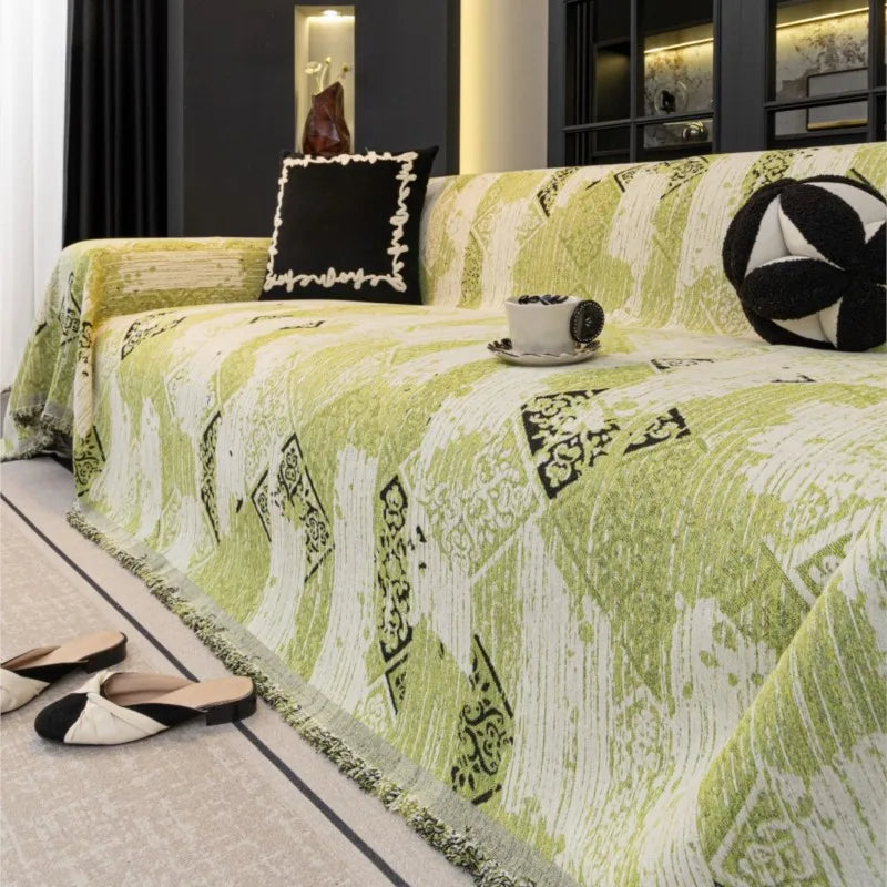 Tie Dying Chenille Sofa Cover Full Coverage Non-Slip Couch Protector 2025 All-Season Universal Couch Camping Blanket Dust Guard