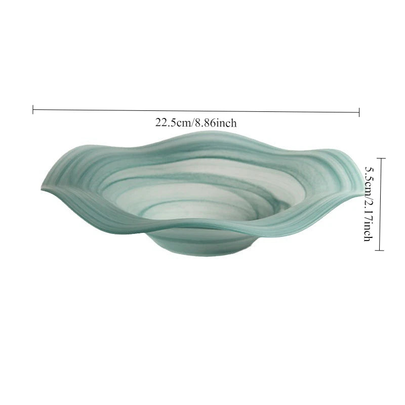 1PCS Artistic Glass Fruit Bowl with Serving Tray Multi-Purpose Kitchen Living Room Tabletop Decor Snack Salad Serving Dish