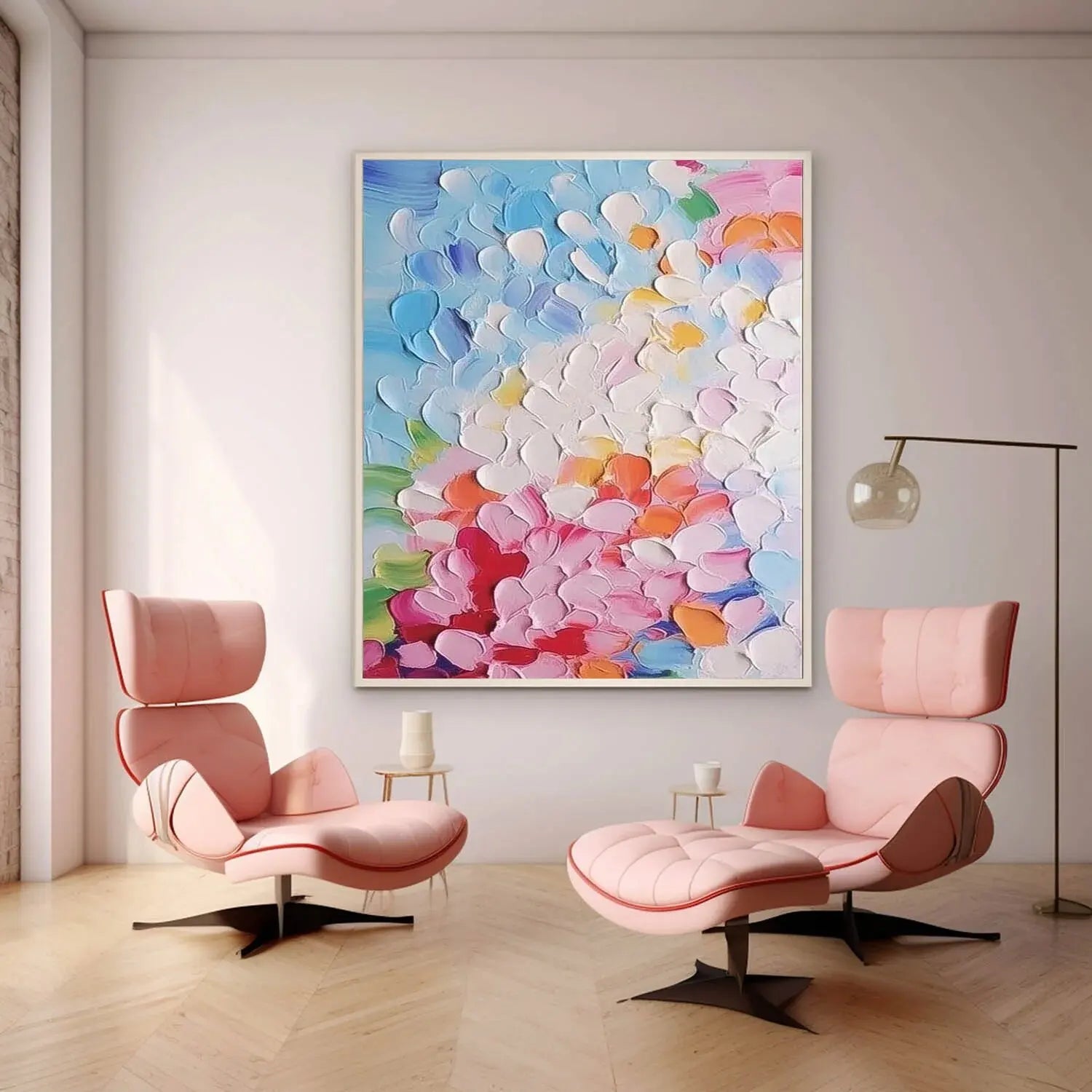 Vivid Floral Picture 100% Hand Painted Modern Abstract Oil Painting On Canvas Wall Art  For Living Room Home Decoration No Frame