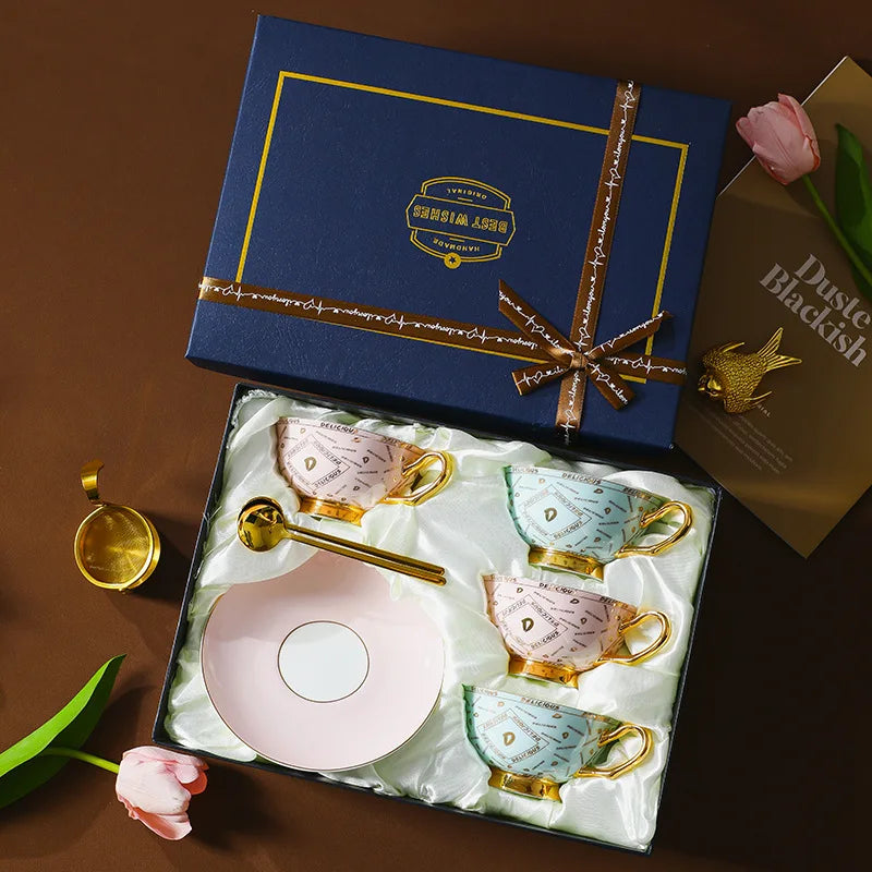 Creative Luxury Coffee Cup and Dish Set with Gift Box Exquisite Craftsmanship and Gift Selection