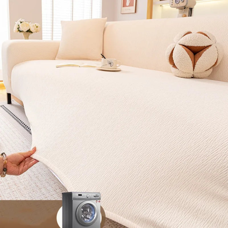 1pcs Simple Solid Chenille Sofa Cushion 4 Season Universal Integrated Elastic Non Slip All Inclusive Couch Cover Mat