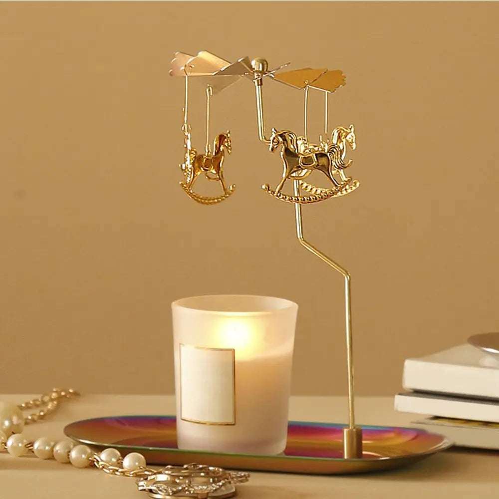 Romantic Gold Color Rotating Candle Holder Metal Tealight Candlestick Holder Wedding Party Home Decoration