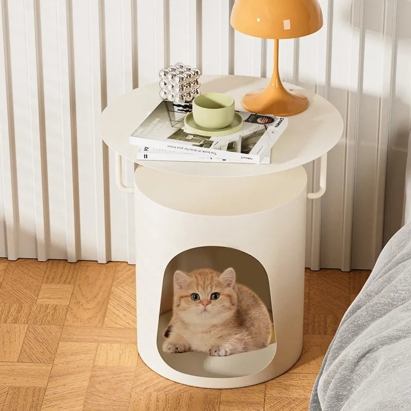 Luxurious Minimalist Iron Bedside Table with Pet Niche – view 1, modern home furniture