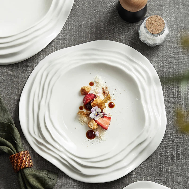 Special-shaped Ceramic Artistic Conception Dish Featured Hotel Western Food Steak Plate Pasta Plate Kitchen Fruit Salad Plate