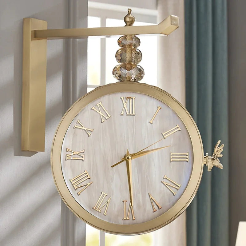 Double-sided Wall Clock Living Room Large Clocks Wall Art Watches Modern Metal Watch Silent Luxury Room Design Home Decoration