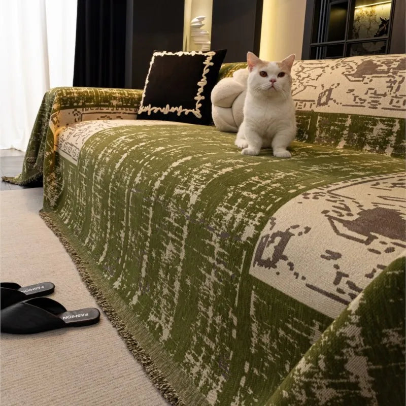 쿠션 커버 Sofa Covers Chenille Sofa Mats Throw Blankets Mats 2025 All-season Camping Picnic Blanket Color Block Sofa Cover Mats