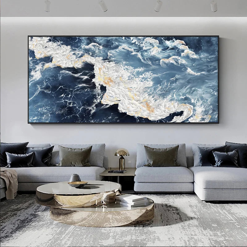 Abstract Oil Painting On Canvas Wall Art, 3D Texture, Seascape Painting, Modern Art, No Framed, Home Decoration For Living Room