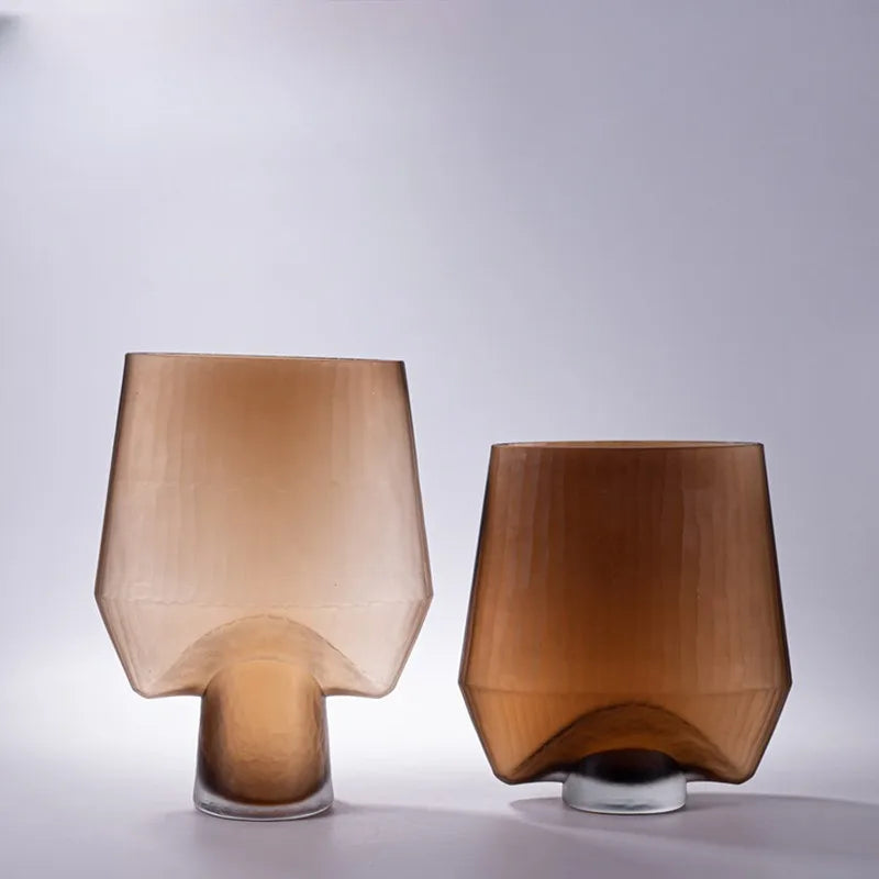 European Style Frosted Multi-edge Design Transparent Glass Vase Creative Hydroponic Flowers Living Room Decoration Ornaments