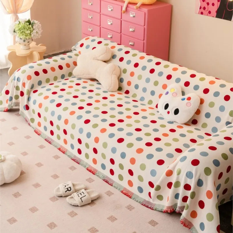 Dopamine Dots Sofa Cover Luxury Cat-Proof Couch Protector All-Season Stretchable Sofa Slipcover for Women Home Decor Living Room