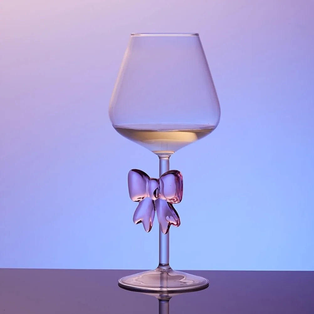 Pink Bow Glass Decor Glass Cup Goblet Bow Handle Glasses Heat-resistant High Borosilicate Dessert Ice Cream Bowl Festival Gifts