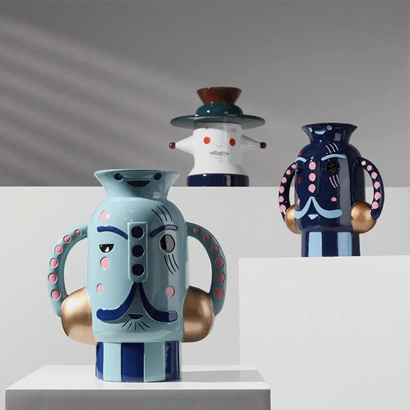 Abstract Character Vase Unique Design Decoration Vases Living Room Dried Flowers Terrarium Elegant Interior Desktop Ornaments