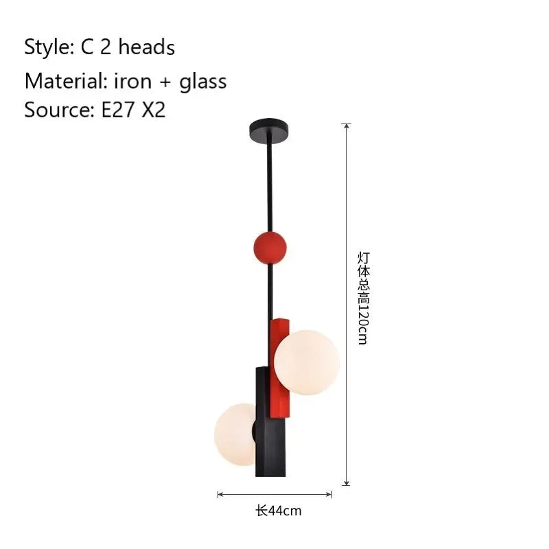 Modern Art Creative Design Indoor Home Decor Lighting Fixtures Loft Color Hanging Lamp Nordic Led Glass Pendant Lights Luminaire