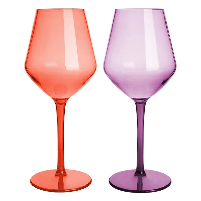MICHLEY 2/4/6PCS Unbreakable Colorful Tritan Plastic Wine Glass Set Reusable Luxury For Party Outdoor Dishwasher Glassware