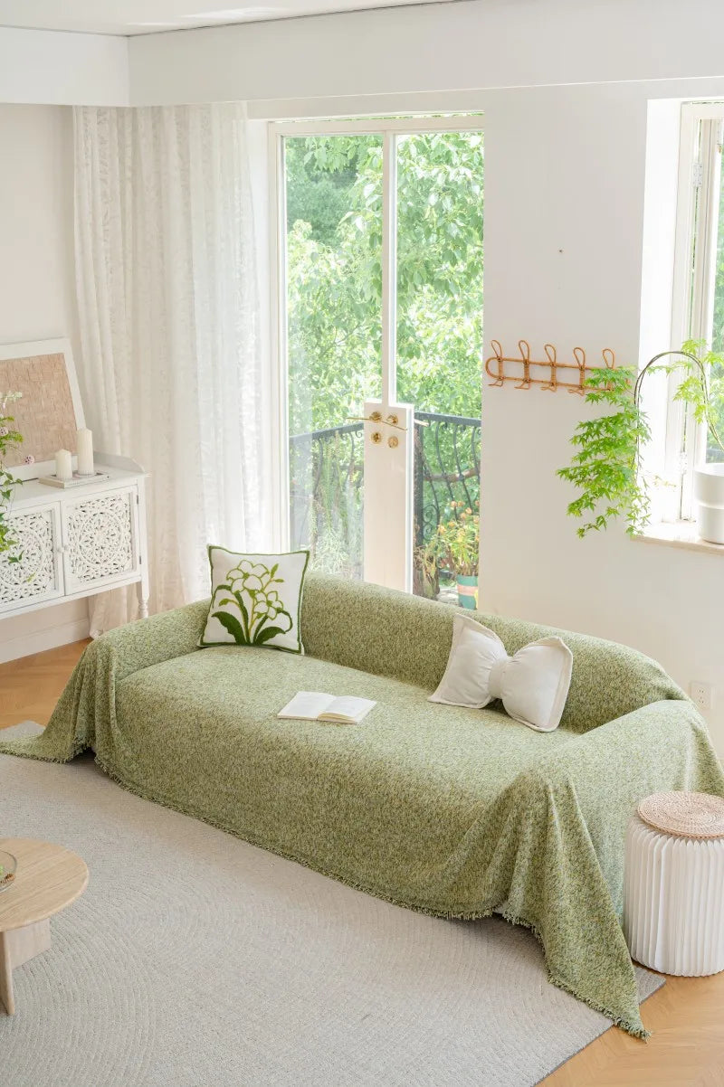 2025 All-Season Universal Full Coverage Non-Slip Couch Chenille Solid Couch Camping Blanket Vintage Solid Color Sofa Cover