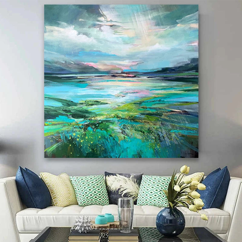 Original Landscape Picture Hand Painted Modern Abstract Oil Painting On Canvas Wall Art For Living Room Home Decoration No Frame