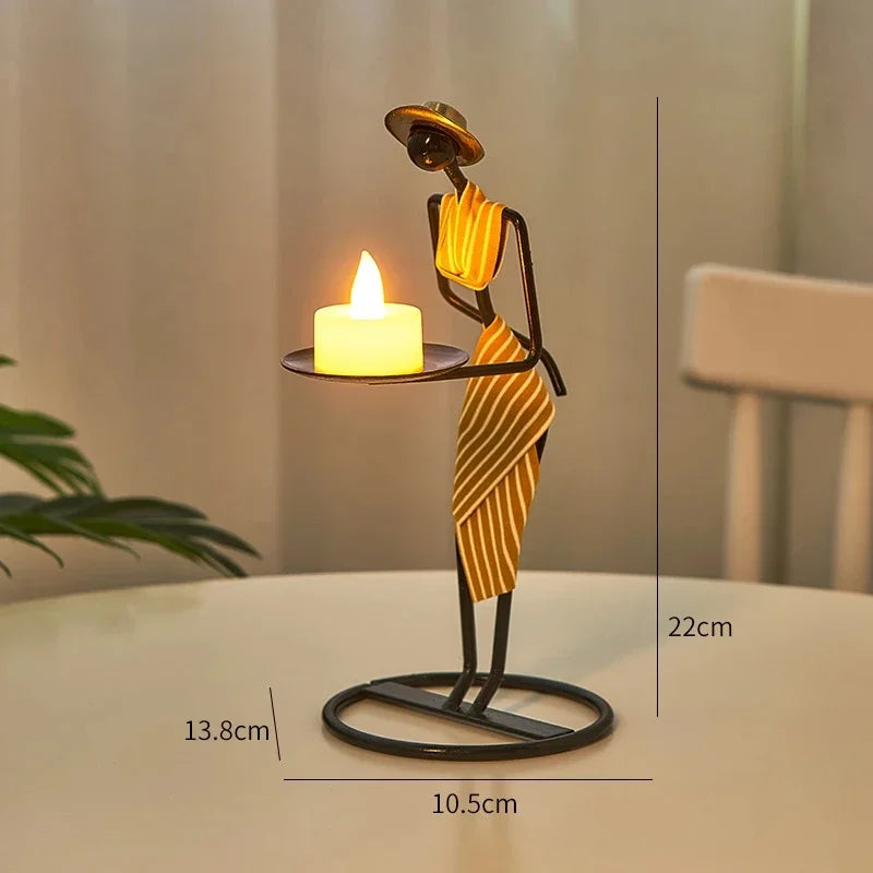 Rustic Wedding Table Centerpiece Decor Living Room Human Figurines Candlestick Gifts Candle Holders Home Decoration Accessories