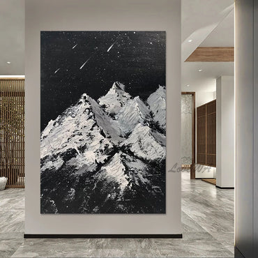 Abstract Canvas Art, Shooting Star Hand-painted, Natural Pictures, Unframed Artwork, Mountain Beautiful Scenery Wall Painting