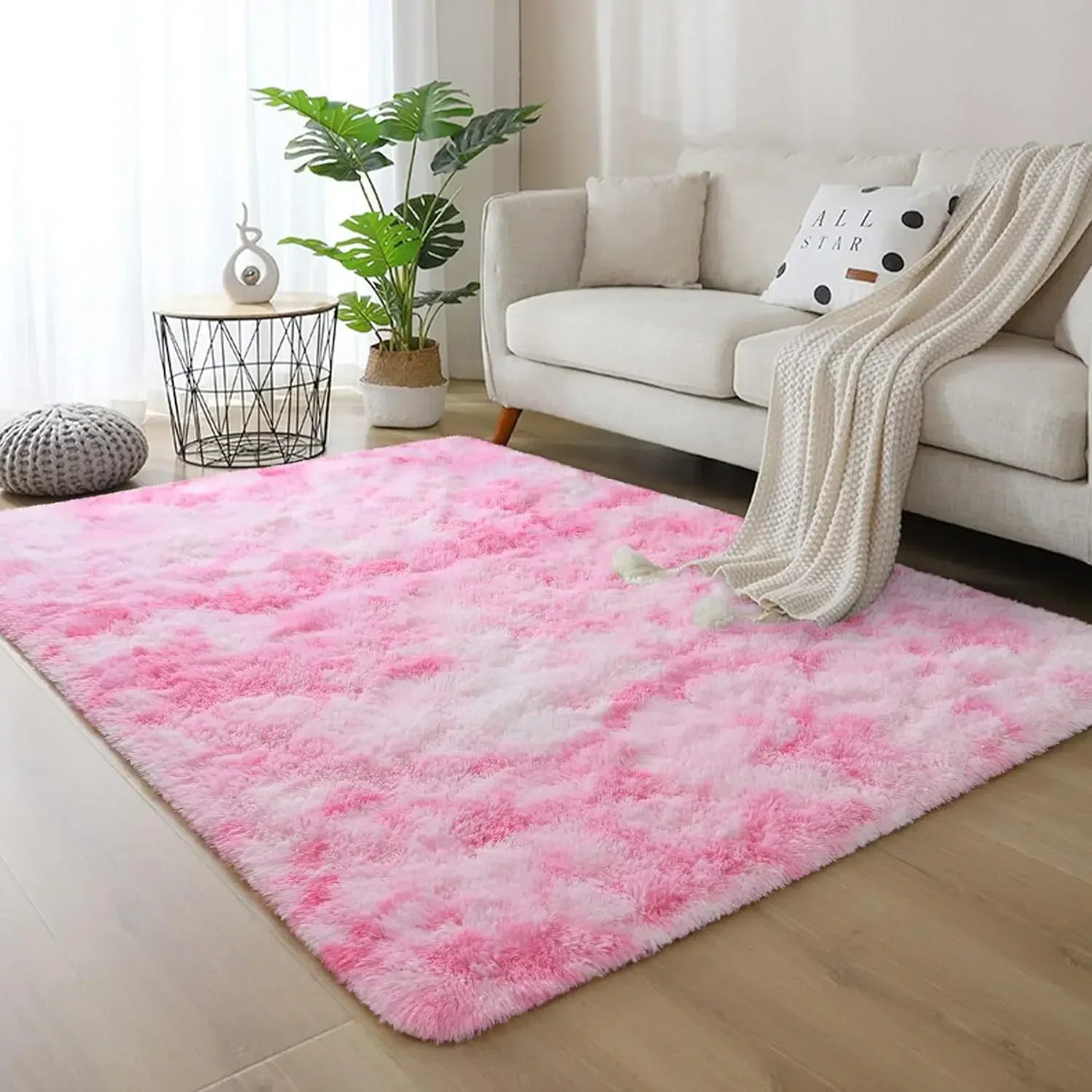 VIKAMA Tie-dye Carpet Living Room Coffee Table Cushion Shaggy Washable Bedroom Modern Scandinavian Soft Cozy Mat Home Decor Rug