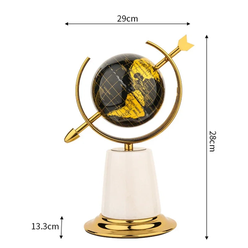 Modern Globe Figurines Clocks Luxury Living Room Nordic Sculptures Desktop Creative Figurine Table Sculpture Art Crafts Home